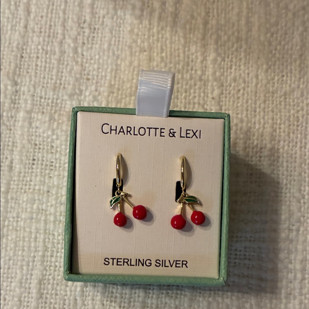 Charlotte & Lexi Sterling sliver cherry  earrings